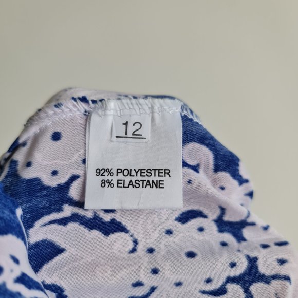 Gerard Blue White Pattern Sleeveless Summer Dress UK 12 Stretch - Picture 7 of 7